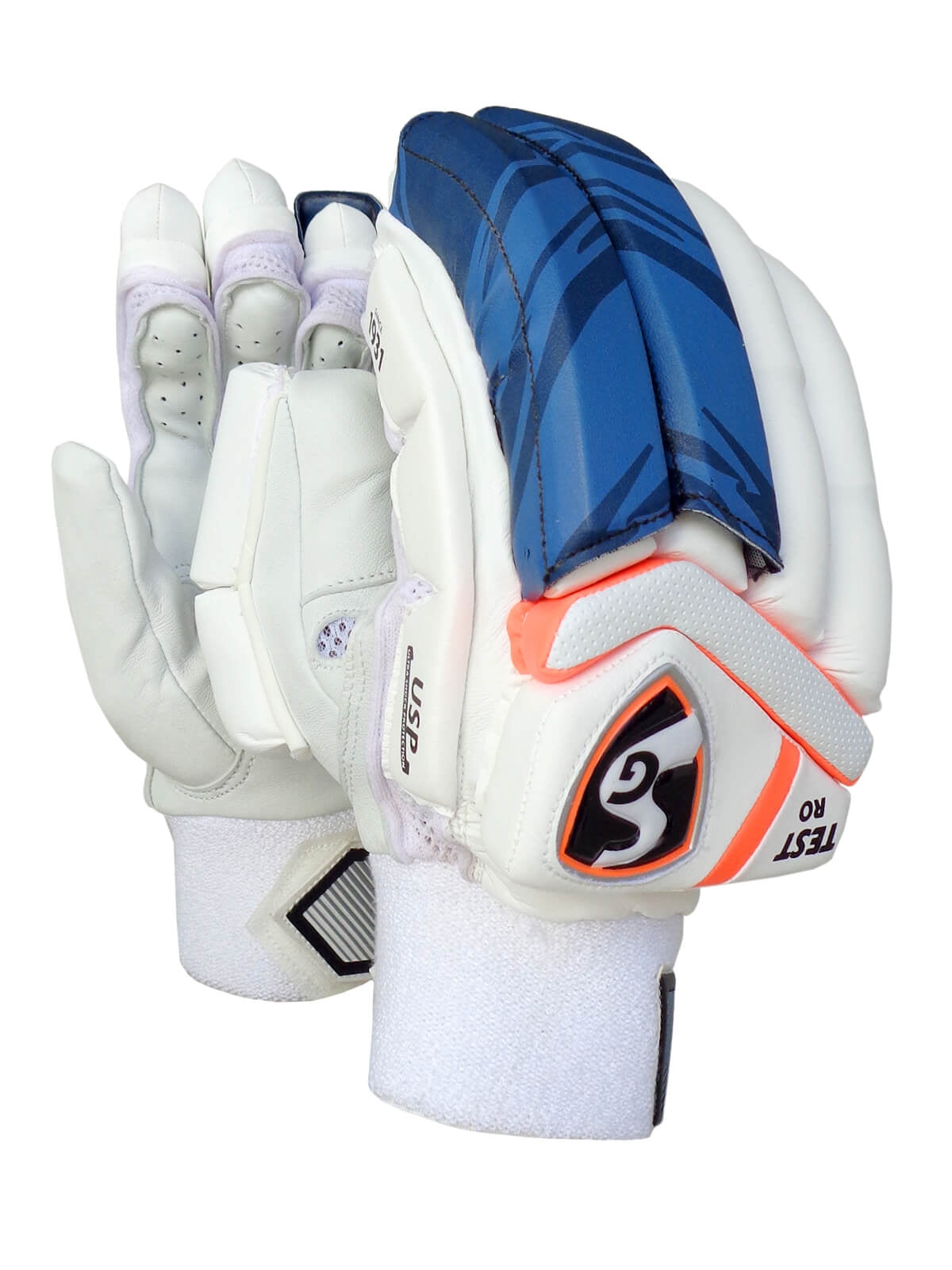 SG - Test RO Blue/Orange Cricket Batting Gloves Mens Size