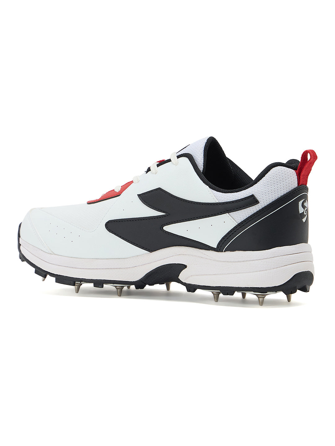 SG - Savage Max Spikes White/Black Cricket Shoes