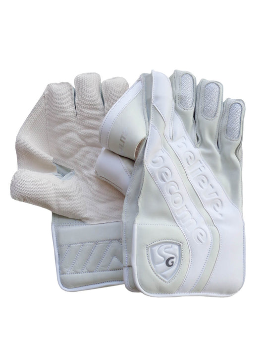 SG - Hilite White Cricket Wicket Keeping Gloves Mens Size