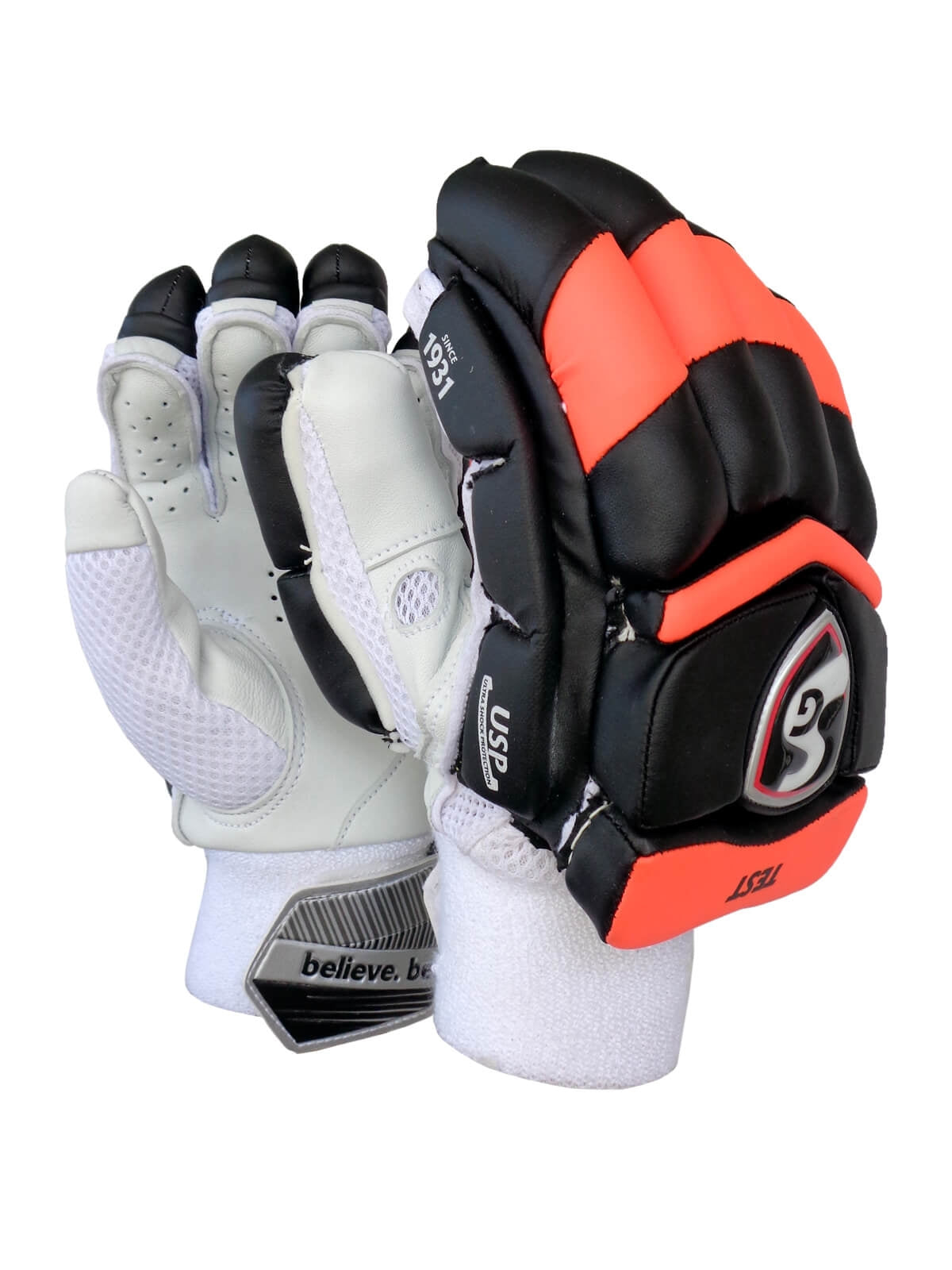 SG - SRH Test Red/Black Cricket Batting Gloves Mens Size