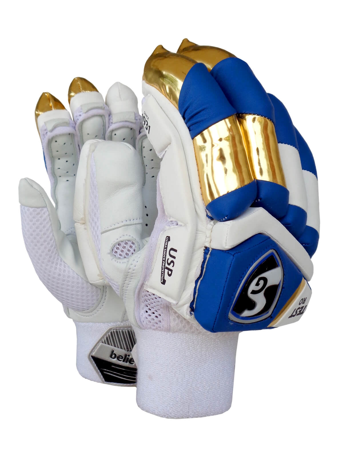 SG - Test RO Blue/Gold Cricket Batting Gloves Mens Size