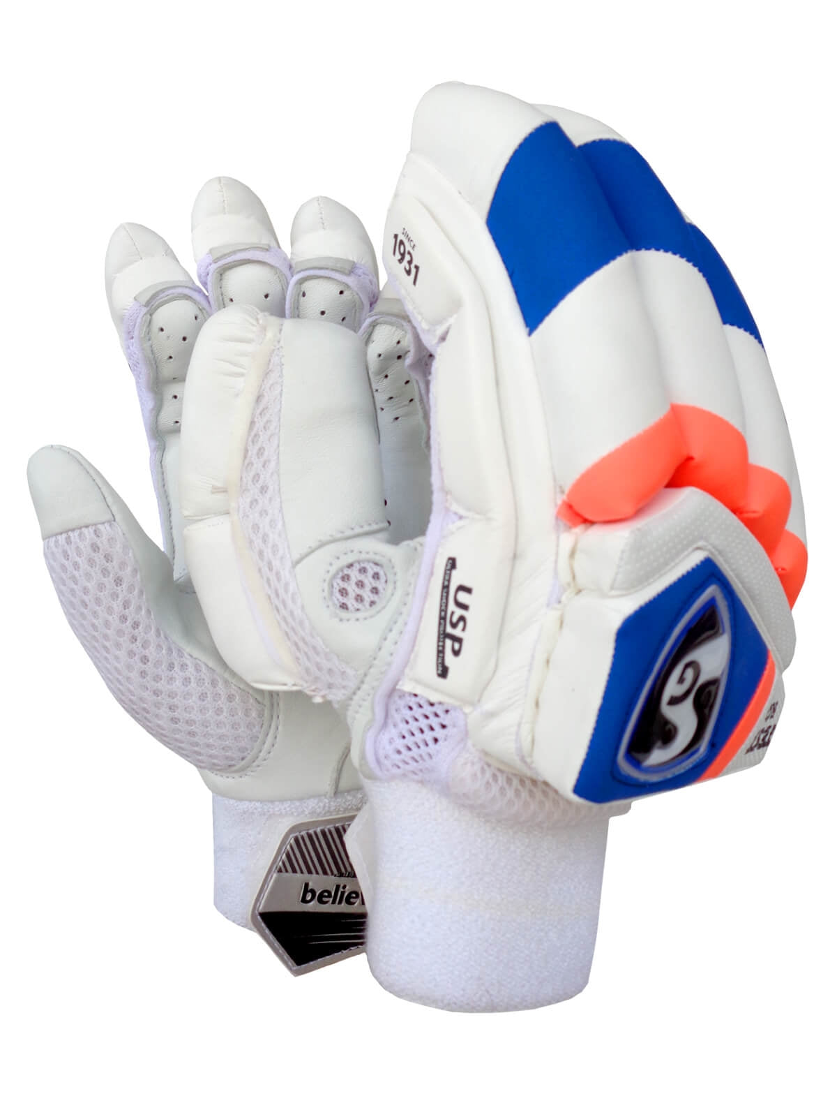 SG - Test RO Blue/Orange Cricket Batting Gloves Mens Size