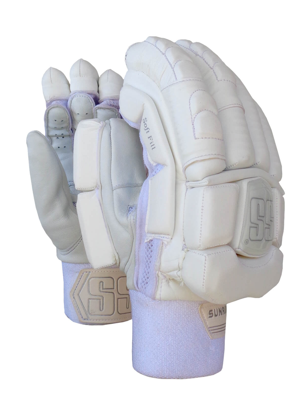 SS - Super Test White Cricket Batting Gloves Mens Size