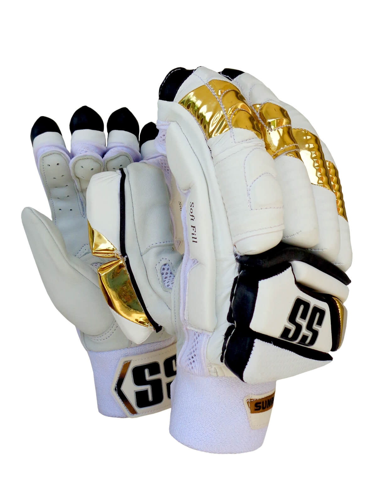 SS - Super Test White Gold Cricket Batting Gloves Mens Size