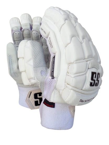 SS - White Millenium Pro Cricket Batting Gloves Mens Size